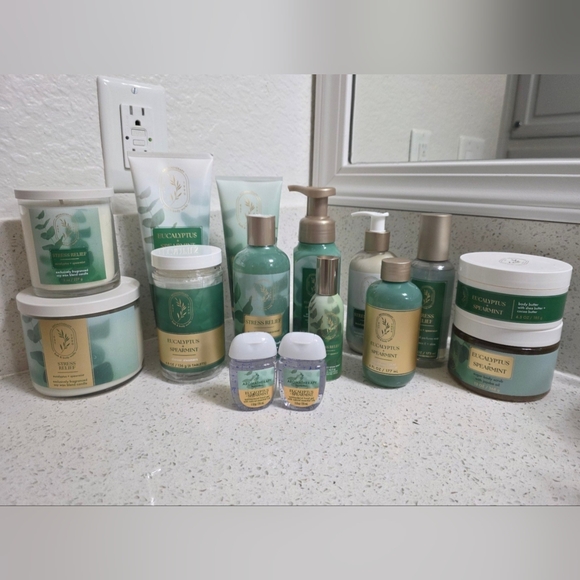 Bath and Bodv Works Eucalyptus + Spearmint (Stress Relief) Set of 15 pcs